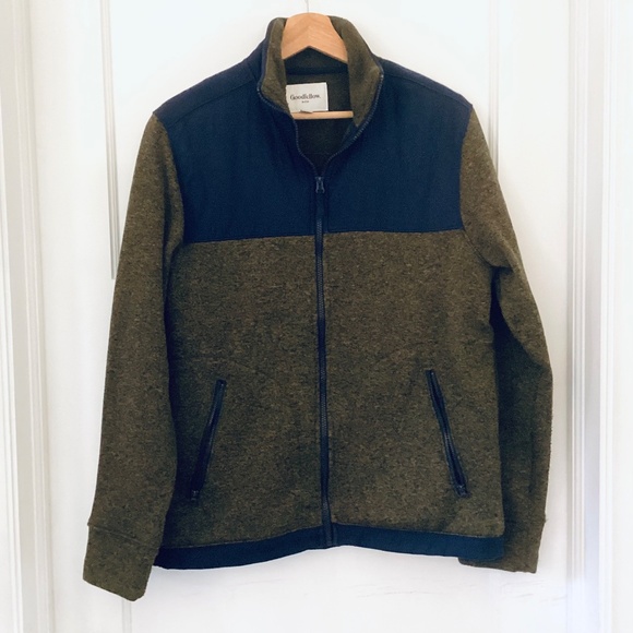 Goodfellow Co Mens Forest Green Navy Blue Zip-Up Warm Fleece Jacket Size M - Picture 3 of 11